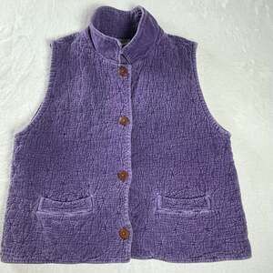Eucalyptus Purple Quilted Corduroy Vest Button Front Cozy Cottagecore Layering